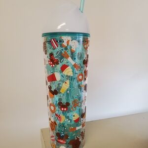 Disney Store Teal Tumbler with Disney Snacks Design
